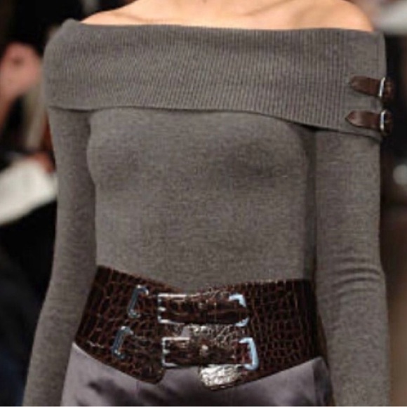 Ralph Lauren Fall '05 Runway Brown American Alligator 2 Buckle Wide Corset Belt - Picture 11 of 11